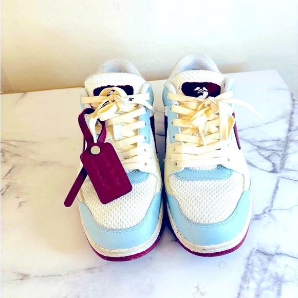 Off-White Sneakers in Cream and Burgundy - Picture 5 of 16